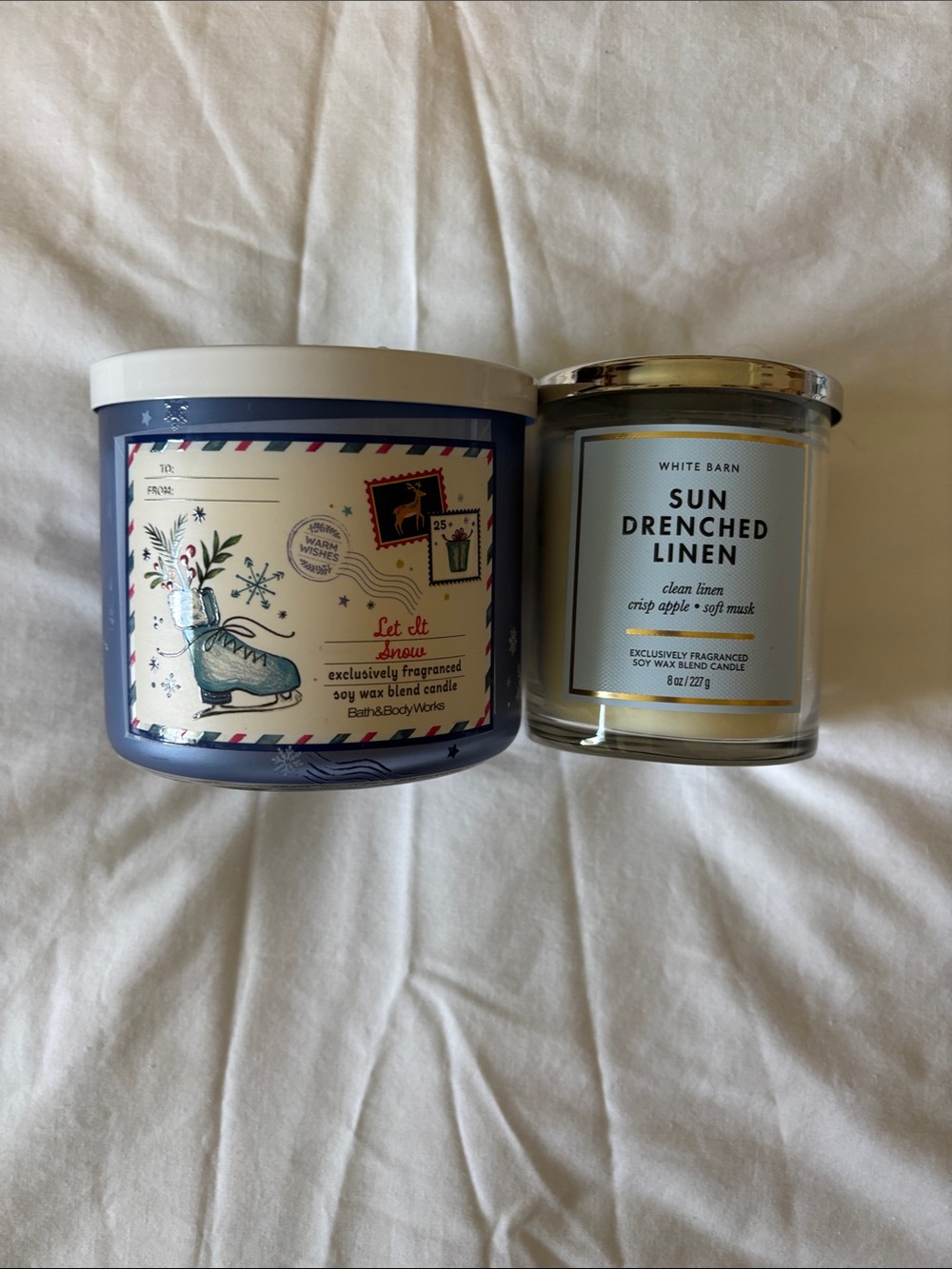 Bath & Body Works Navy and White Holiday Jar Candle Duo